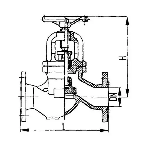 Фланцевый проходной судовой запорный клапан для аммиака с ручным управлением 521-35.281 