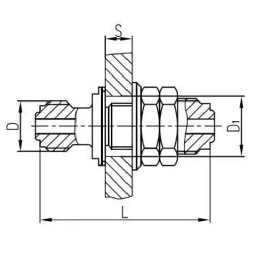 Латунный переборочный штуцерный съемный стакан 20x100 мм 554-03.905-06 (ИTШЛ.363171.134-05)